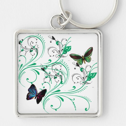 Porte-clés Porte - clé avec vignes et papillons vert (Devant)