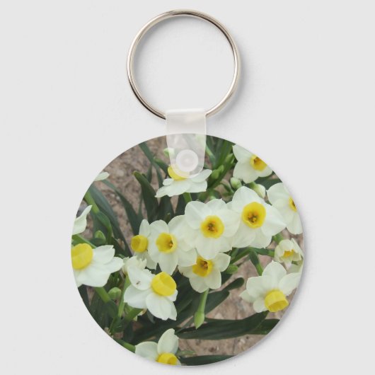 Porte-clés Porte - clé blanc Narcisse Fleurs (Recto)