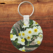 Porte-clés Porte - clé blanc Narcisse Fleurs (Recto)