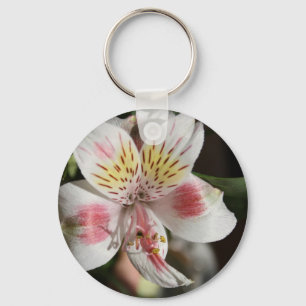 Porte-clés Porte - clé blanc/rose de fleur d'Alstroemeria