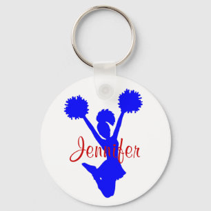 Porte-clés Porte - clé bleu fait sur commande de pom-pom gir