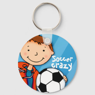 Porte-clés Porte - clé bleu fou du football d'enfants de