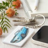 Porte-clés porte - clé bleu Mustang 1970 (Devant droit)