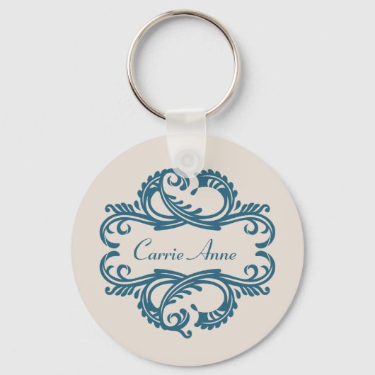 Porte-clés Porte - clé Blue Chic Damask (Recto)