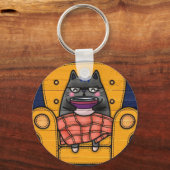 Porte-clés porte - clé bouton imprimé chat (Recto)