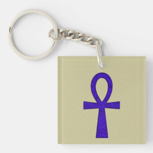 Porte-clés Porte - clé Carré Acrylique Bleu Ankh