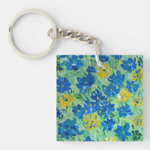 Porte-clés Porte - clé Carré acrylique floral Forget-Me-Not