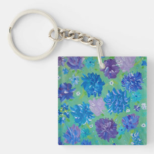 Porte-clés Porte - clé Carré en acrylique floral frappé