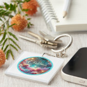 Porte-clés Porte - clé Carré personnalisé - élégant (Devant Droit)