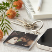 Porte-clés Porte - clé Carré photo personnalisé Couple (Devant Droit)