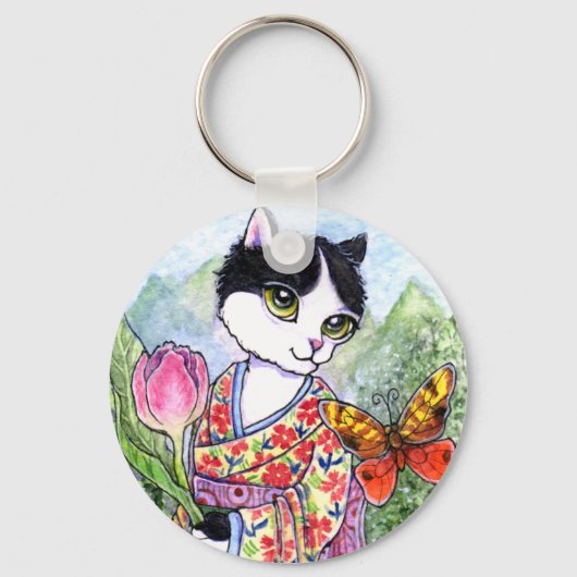 Porte-clés Porte - clé Cat Geisha Fairy Imaginaire par Ann Ho (Recto)