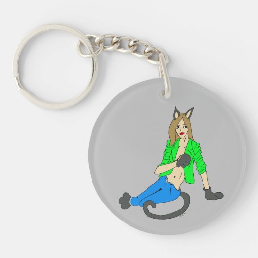 Porte-clés porte - clé catgirl (Devant)