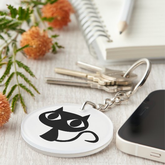 Porte-clés Porte - clé Chat noir mignon (Devant droit)