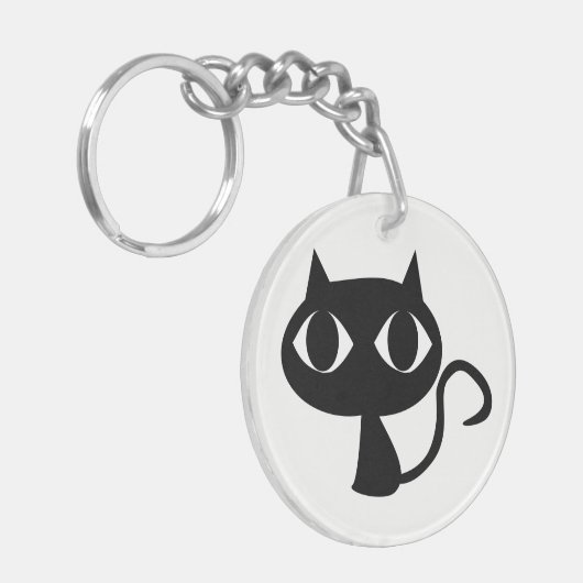 Porte-clés Porte - clé Chat noir mignon (Devant gauche)