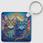 Porte-clés PORTE - CLÉ - Chats psychédéliques rétro (Dos)