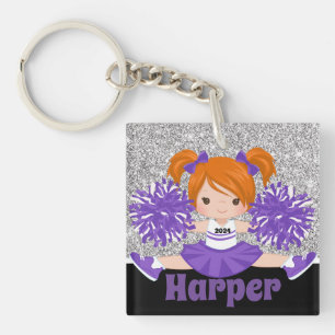 Porte-clés Porte - clé Cheerleader personnalisé Silver & Purp