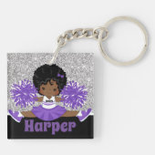 Porte-clés Porte - clé Cheerleader personnalisé Silver & Purp (Dos)