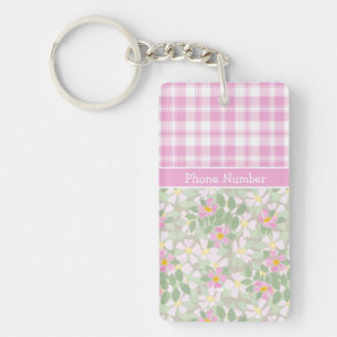 Porte-clés Porte - clé chic oblong : Dogrots roses et plaid