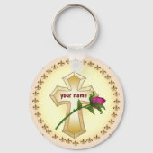 Porte-clés Porte - clé chrétien Rose croisé (Recto)
