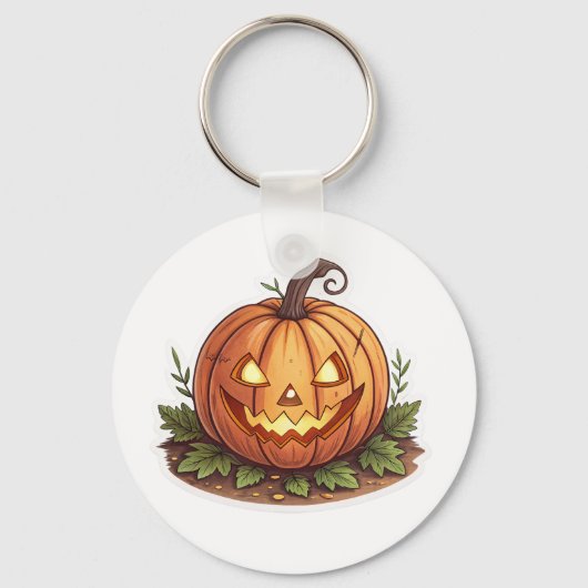 Porte-clés Porte - clé Citrouille d'Halloween Jack-O'Lantern (Recto)