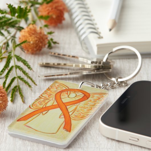 Porte-clés Porte - clé Customisé du ruban de sensibilisation (Devant droit)