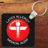 Porte-clés Porte - clé d'alerte Médicale d'allergie latex (Verso)