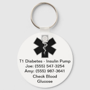 Porte-clés Porte - clé d'alerte Médicale personnalisé noir