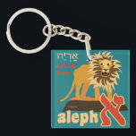 Porte-clés Porte - clé d'alphabet hébreu<br><div class="desc">Porte - clé abordable d'alphabet hébreu. Conception mignonne de lion pour la lettre,  Aleph,  imprimé sur un porte - clé acrylique carré. Choisissez de 22 animaux mignons. Petit cadeau gentil pour les enfants juifs.</div>