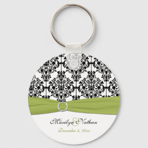 Porte-clés Porte - clé Damas vert, blanc et noir