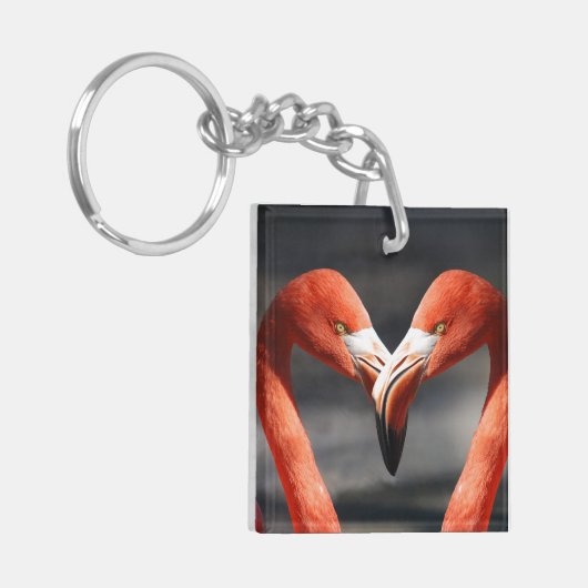 Porte-clés Porte - clé d'amour Flamant rose rose (Devant gauche)