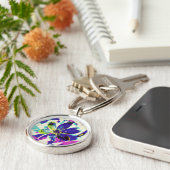 Porte-clés porte - clé d'anémone bleu (Côté)