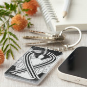 Porte-clés Porte - clé d'angle blanc et noir de sensibilisati (Devant droit)
