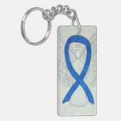 Porte-clés Porte - clé d'angle de ruban bleu de sensibilisati (Devant gauche)
