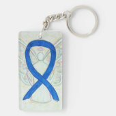 Porte-clés Porte - clé d'angle de ruban bleu de sensibilisati (Dos)