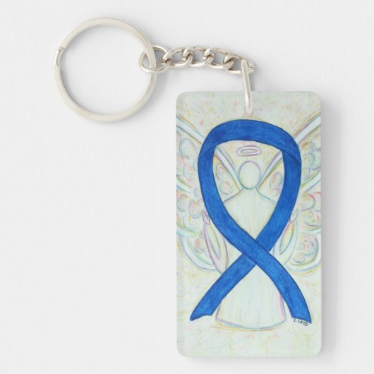 Porte-clés Porte - clé d'angle de ruban bleu de sensibilisati (Devant)