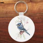 Porte-clés Porte - clé d'aquarelle Blue Jay Bird (Recto)