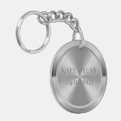 Porte-clés Porte - clé d'argent gravé sur mesure (Devant gauche)
