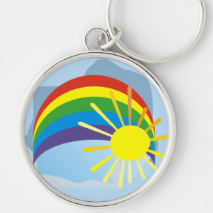 Porte-clés Porte - clé d'art abstrait d'arc-en-ciel de solei