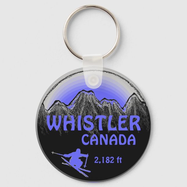 Porte-clés Porte - clé d'art de ski bleu violet Whistler Cana (Front)
