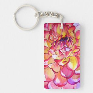 Porte-clés Porte - clé d'art fin rose Dahlia