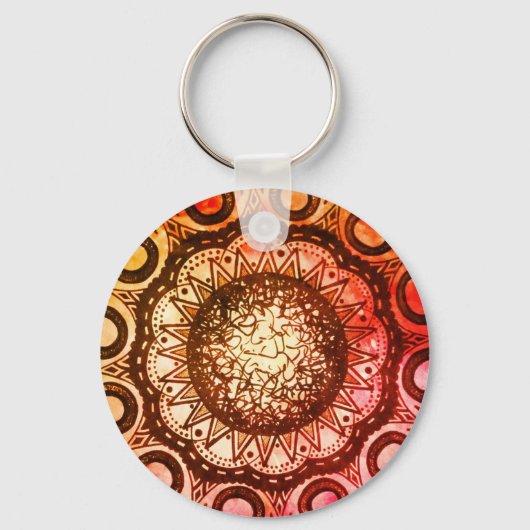 Porte-clés Porte - clé d'art mandala Abstrait rouge, orange e (Recto)