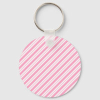 Porte - clé de bandes diagonales rose et blanc