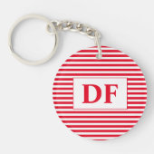 Porte-clés Porte - clé de bandes rouges/blanches initiales pe (Devant)