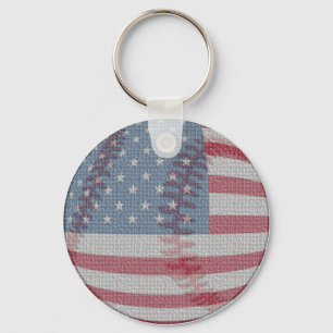 Porte-clés Porte - clé de base-ball de drapeau américain