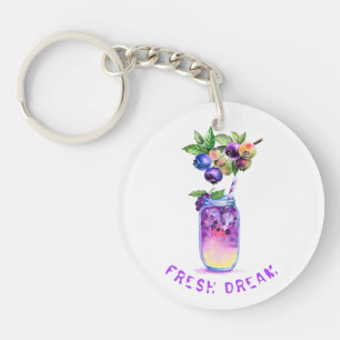 Porte-clés Porte - clé de boisson fraîche aux bleuets - Texte
