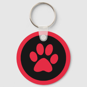 Porte-clés Porte - clé de boutons Pawprint en rouge et noir