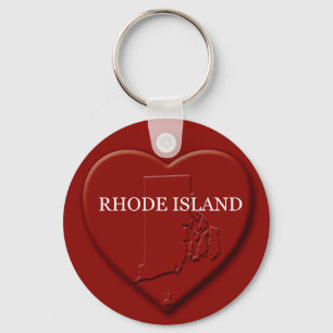 Porte-clés Porte - clé de carte du coeur de Rhode Island
