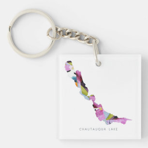 Porte-clés Porte - clé de carte du lac Chautauqua Silhouette