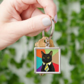 Porte-clés Porte - clé de chat d'affaires (main)