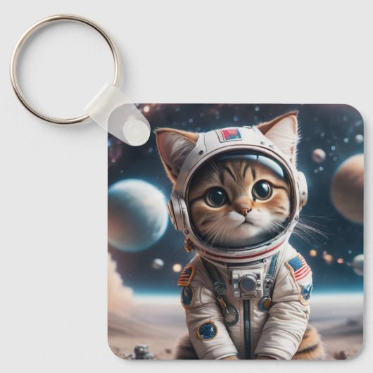 Porte-clés Porte - clé de chat espace (Recto)